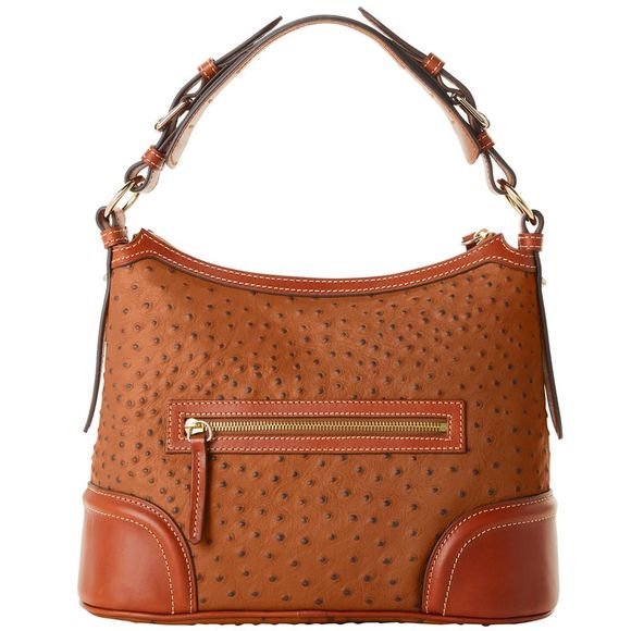 Dooney & Bourke Ostrich Hobo Shoulder Bag - Caramel - Picture 4 of 4